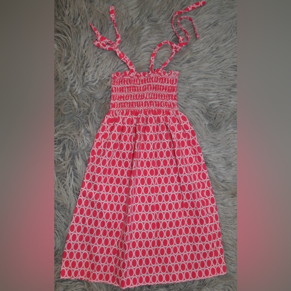 LITTLE ENGLISH Pink & White Smocked Strappy Sundress size 6 Excellent